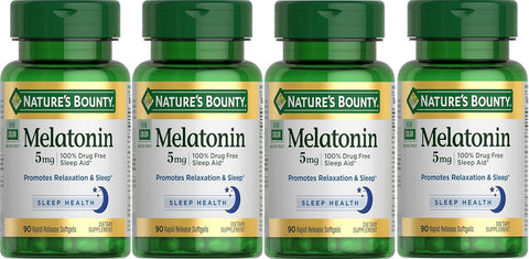 Nature's Bounty Super Strength Melatonin 5 mg Softgels 90 ea (Pack of 4)