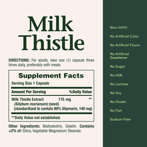 Nature's Bounty Milk Thistle, Herbal Health Supplement, Supports Liver Health, 175mg, 100 Softgels