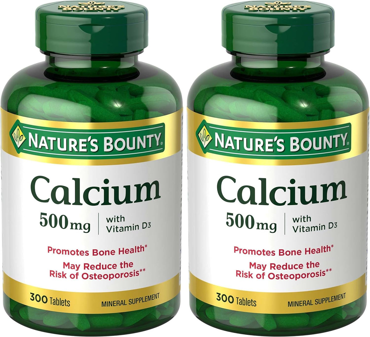 Nature's Bounty Calcium Plus 400 IU Vitamin D3, Immune Support & Bone Health, 300 Tablets (Pack of 2)