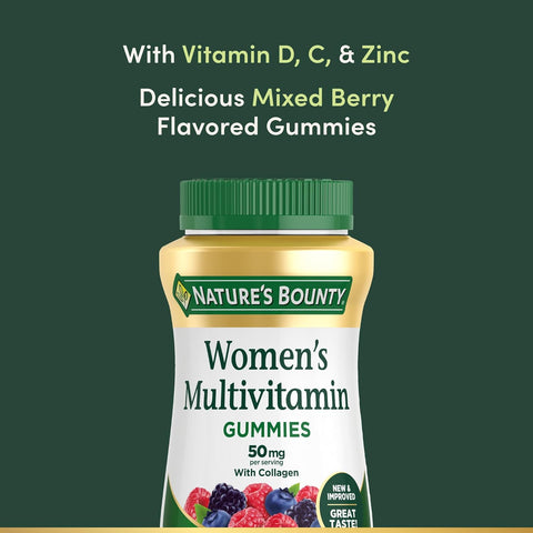 Nature's Bounty Women Multivitamin Gummies, Vitamin Supplements for Adults, General Health, Supports Immune and Bone Health, Mixed Berry and Raspberry Flavored, 90 Gummies (Pack of 3)