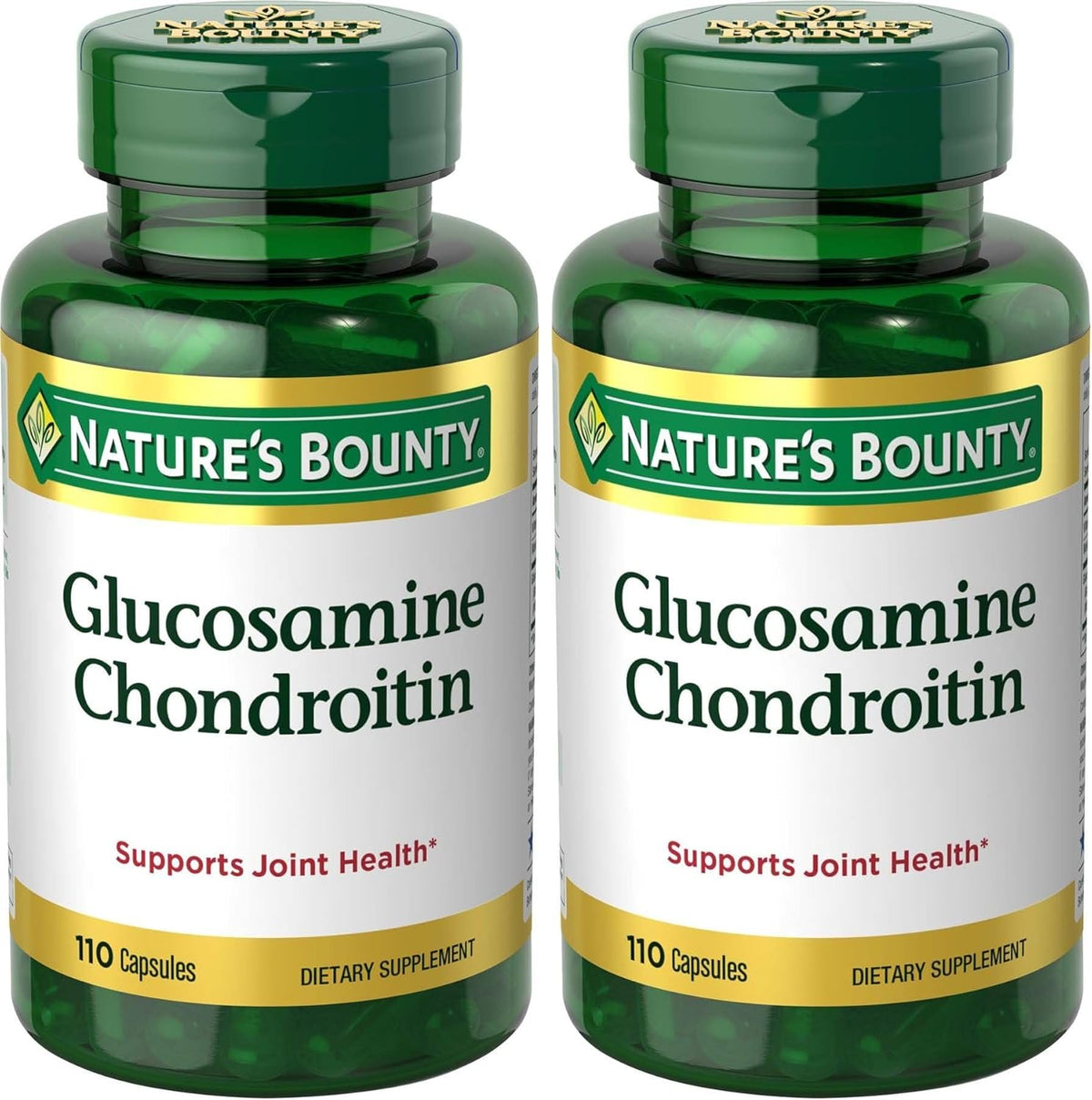 Nature's Bounty Glucosamine Chondroitin Pills and Dietary Supplement, Support Joint Health, 110 Capsules (Pack of 2)