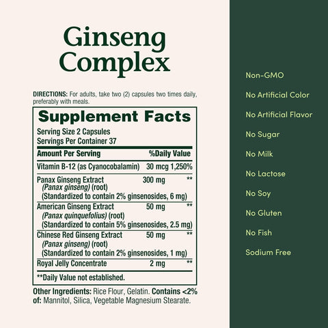 Ginseng by Nature's Bounty, Ginseng Complex Capsules Supports Vitality & Immune Function, 75 Capsules