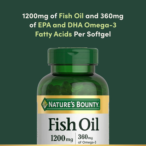 Nature's Bounty Fish Oil Omega 3 Supplements - Supports Heart Health, 1200 Mg Fish Oil, Omega-3, 200 Softgels (Pack of 2)