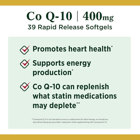 Nature's Bounty CoQ10, Dietary Supplement, Supports Heart Health, 400mg, 39 Softgels (Pack of 3)