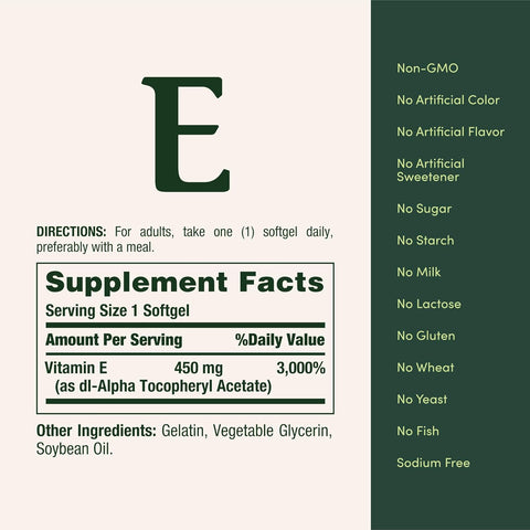 Nature's Bounty Vitamin E 1000 IU Softgels, Supports Antioxidant Health & Immune System, 1 Serving per Day, No Gluten, 60 Softgels (Pack of 3)