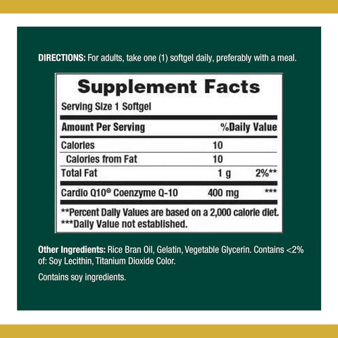 Nature's Bounty CoQ10, Dietary Supplement, Supports Heart Health, 400mg, 39 Softgels (Pack of 3)