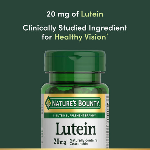 Nature's Bounty Lutein Pills, Eye Health Supplements and Vitamins, Support Vision Health, 20 mg, 40 Softgels