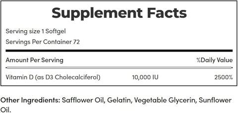 Nature's Bounty, Ultra Strength D3-10,000 IU, 72 Softgels (2pack)