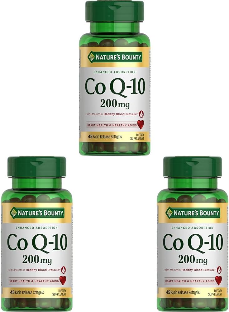 Nature's Bounty CoQ10, Heart Health and Healthy Aging, Dietary Supplement, 200mg, 45 Rapid Release Softgels (Pack of 3)