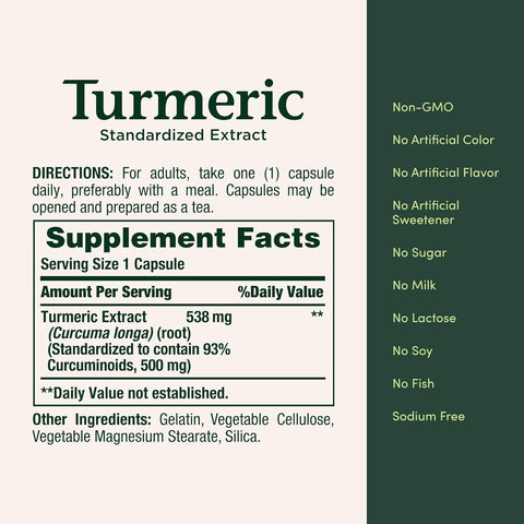 Nature's Bounty Turmeric Pills and Herbal Health Supplement, Supports, Antioxidant Health, 538mg, 45 Capsules