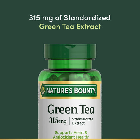 Nature's Bounty Green Tea Pills and Herbal Health Supplement, Supports Heart and Antioxidant Health, 315mg, 100 Capsules