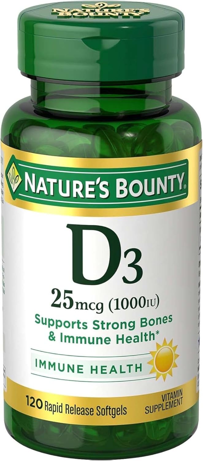 Nature's Bounty Vitamin D3 1000 100 mg Soft Gels, 120 Count