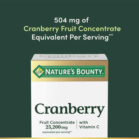 Nature's Bounty Cranberry Dietary Supplement, Supports Urinary Tract and Immune Health, Softgels, 25,200 Mg, 60 Ct