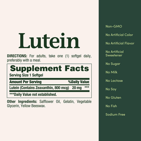Nature's Bounty Lutein Pills, Eye Health Supplements and Vitamins, Support Vision Health, 20 mg, 40 Softgels