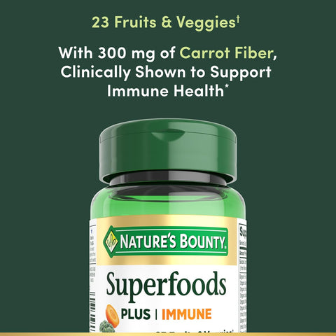 Nature's Bounty Superfoods Plus Immune for Immune Support Plus Fruits and Vegetables Supplement, Superfood, 30 Capsules (Pack of 3)
