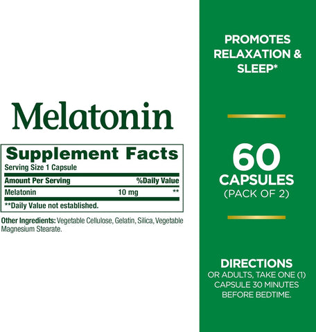 Melatonin by Nature's Bounty, 60 Count (Pack of 2)