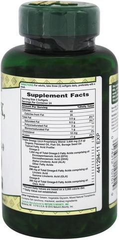Nature's Bounty Fish, Organic Flaxseed and Borage Oils, Omega 3-6-9 and Fatty Acids, Supports Heart, Cellular and Metabolic Function, 1200 mg, 72 Softgels