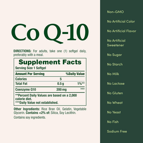 Nature's Bounty CoQ10, Supports Heart Health, Dietary Supplement, 200mg, 80 Rapid Release Softgels