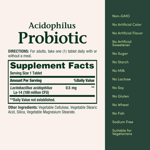 Nature's Bounty Probiotics Dietary Supplement, Supports Digestive and Intestinal Health, Probiotic Acidophilus, 120 Tablets, Pack of 4