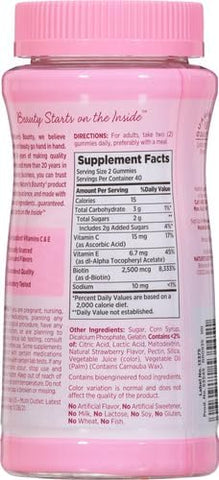 Nature's Bounty Optimal Solutions Hair,Skin & Nails Vitamin Gummies with Biotin,2500 mcg,Strawberry,80 Count (Pack of 3)