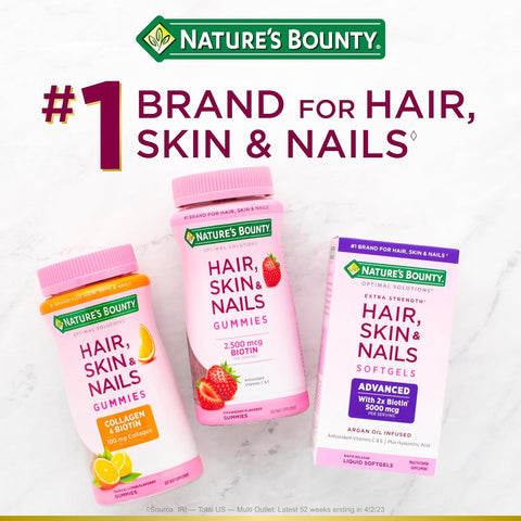 Nature's Bounty Optimal Solutions Hair, Skin & Nails Formula, with 3,000 mcg Biotin, 60 Count (Pack of 3)