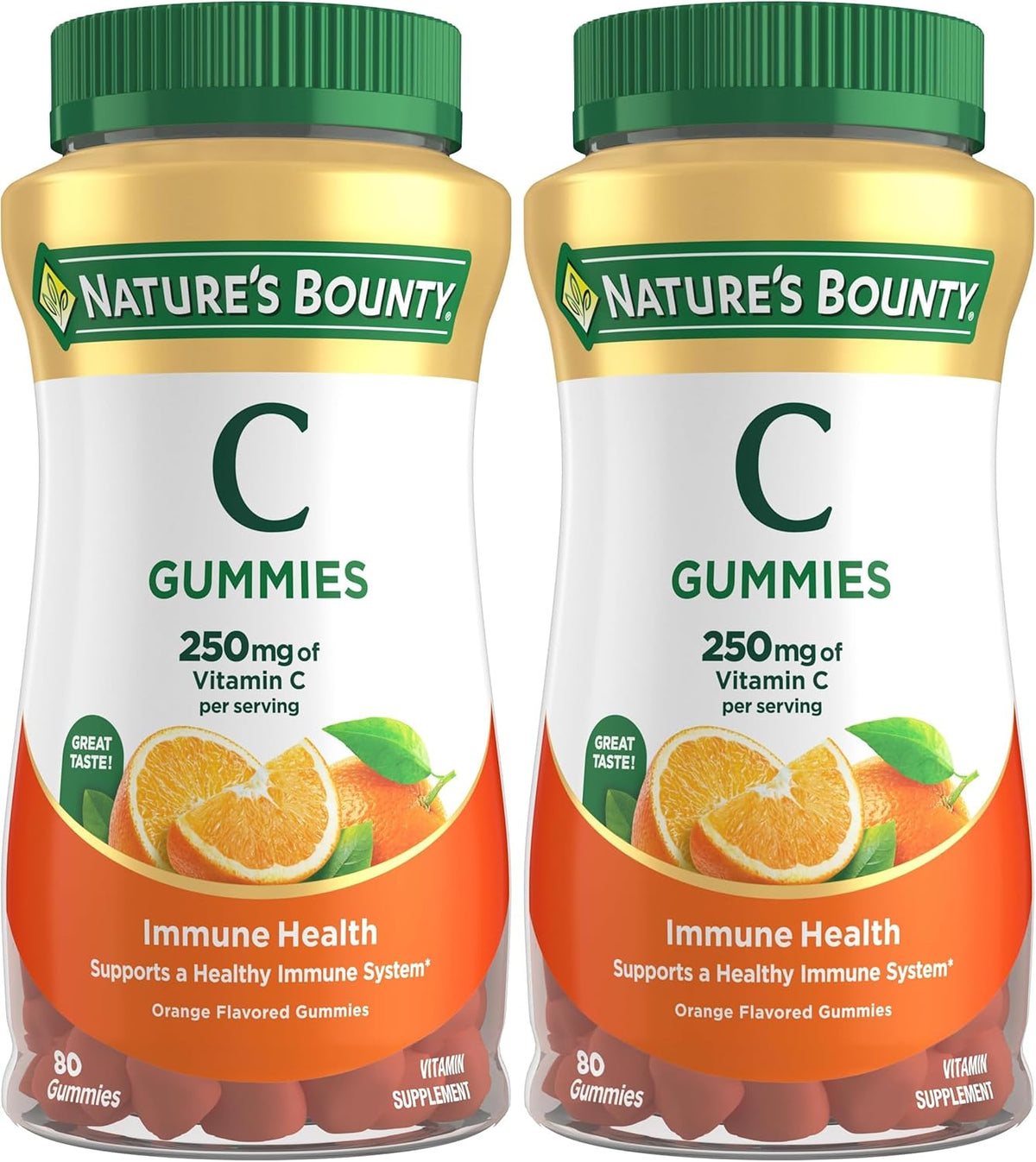 Nature's Bounty Vitamin C, Orange, 80 Count (Pack of 2)