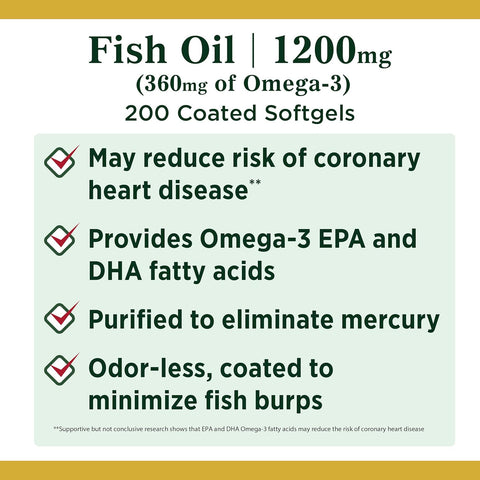 Nature's Bounty Fish Oil, 200 Count