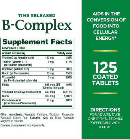 NBTY VitB Cmpx w/Vit C TR 24x125 TAB US