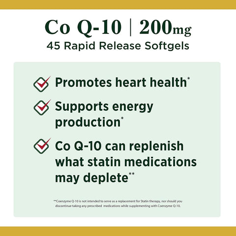 Nature's Bounty CoQ10, Heart Health and Healthy Aging, Dietary Supplement, 200mg, 45 Rapid Release Softgels (Pack of 3)