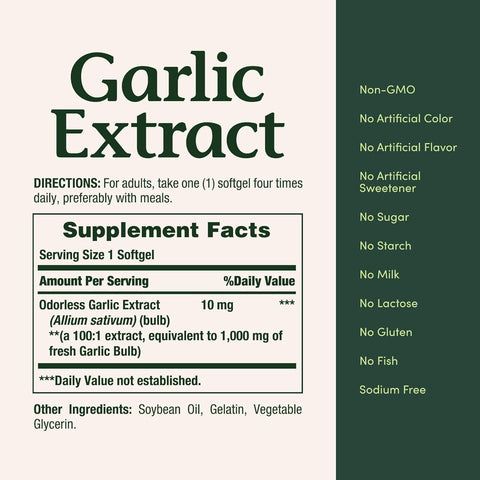 Nature's Bounty Garlic Extract 1000 mg Softgels 100 ea (Pack of 2)