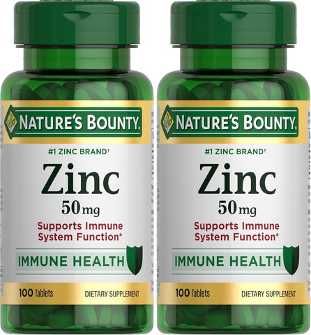 Nature’s Bounty Zinc 50mg,Immune System, Skin, & Antioxidant Health Support, Contributes to DNA Formation, Vegetarian, Non-GMO, Gluten Free, 100 Caplets, 1 Serving Per Day for Daily Health (Pack of 2)