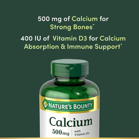 Nature's Bounty Calcium Plus 400 IU Vitamin D3, Immune Support & Bone Health, 300 Tablets (Pack of 2)
