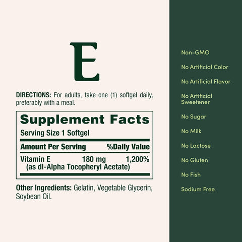Nature's Bounty Vitamin E Pills and Supplement Softgels, Supports Antioxidant Health, 400iu, 120 Count