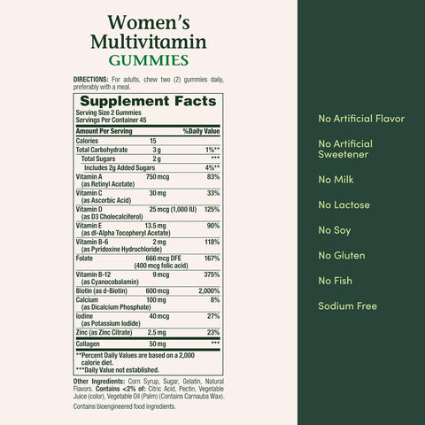 Nature's Bounty Women Multivitamin Gummies, Vitamin Supplements for Adults, General Health, Supports Immune and Bone Health, Mixed Berry and Raspberry Flavored, 90 Gummies