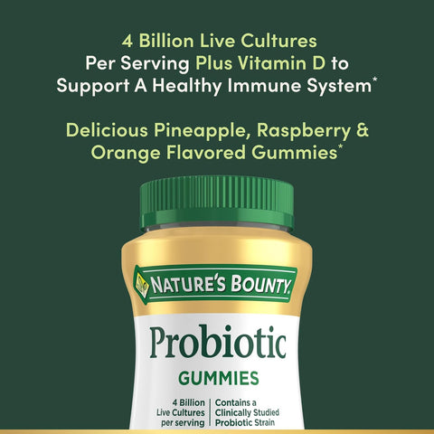 Nature's Bounty Probiotic Gummies, Immune Health & Digestive Balance, Pineapple, Raspberry and Orange Flavor Gummies, 60 Ct (Pack of 3)