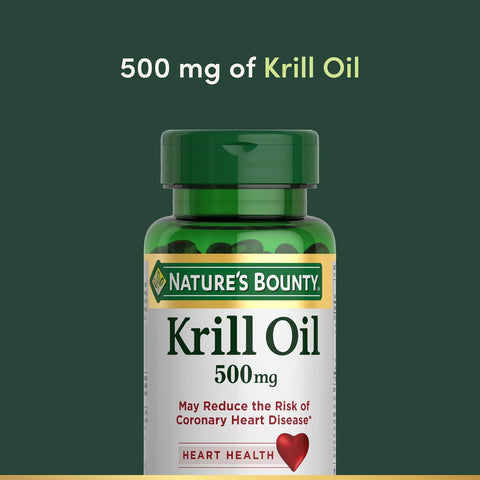 Nature's Bounty Krill Oil, Heart Health, Dietary Supplement, 500mg, Rapid Release Softgels, 30 count