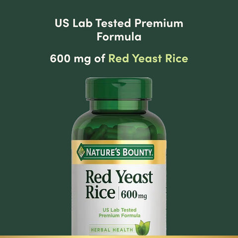 Nature's Bounty Red Yeast Rice Pills and Herbal Health Supplement, Dietary Additive, 600mg, 120 Capsules