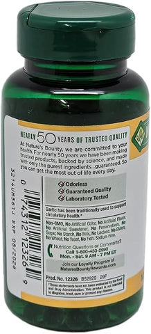 Nature's Bounty Garlic Extract 1000 mg Softgels 100 ea (Pack of 2)