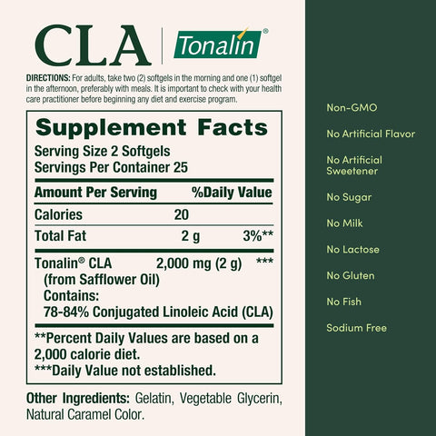 Nature's Bounty Tonalin Pills and Dietary Supplement, Diet and Body Support, 1000 mg, 50 Rapid Release Softgels