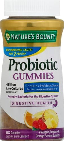 Nature's Bounty Probiotic Gummies, Immune Health & Digestive Balance, Pineapple, Raspberry and Orange Flavor Gummies, 60 Ct (Pack of 3)